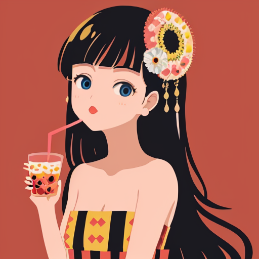 07856-1770951535-masterpiece, best quality,_paint,illustration,_style2,solo,simple background,_girl with dress, drinking apple juice, red pop viv.png